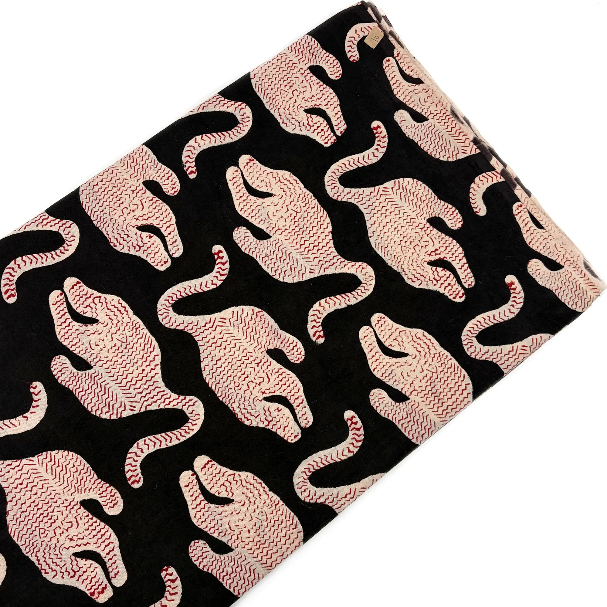 Black Tiger Buta Bagru Hand Block Printed Cotton Fabric