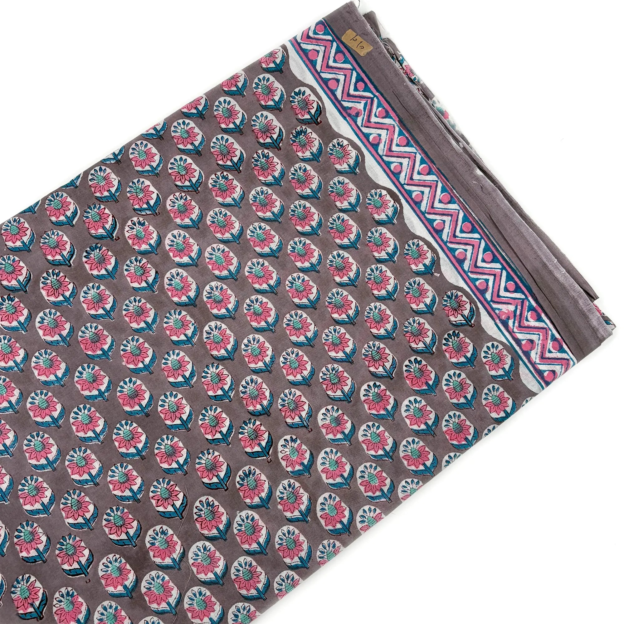 Brown Floral Buti Rapid Hand Block Printed Cotton Fabric