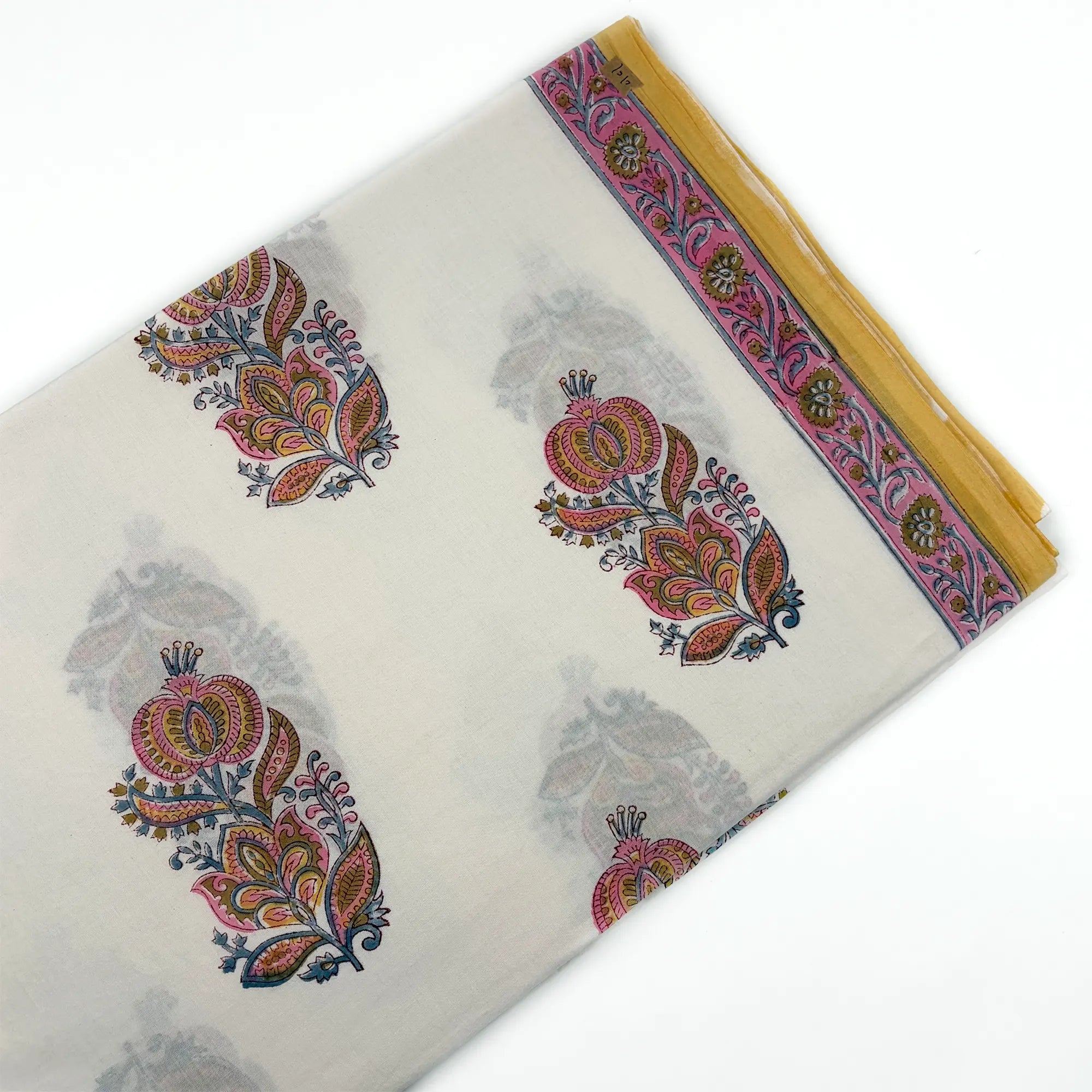 Pink Petal Buta Rapid Hand Block Printed Cotton Fabric