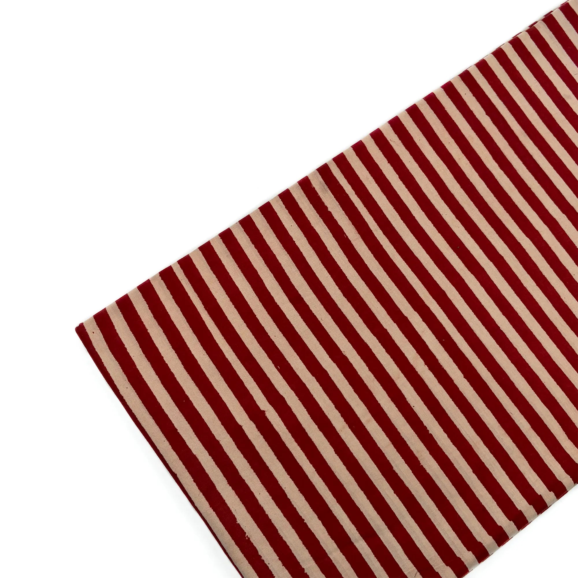 Rust Leheriya Stripe Bagru Hand Block Printed Cotton Fabric