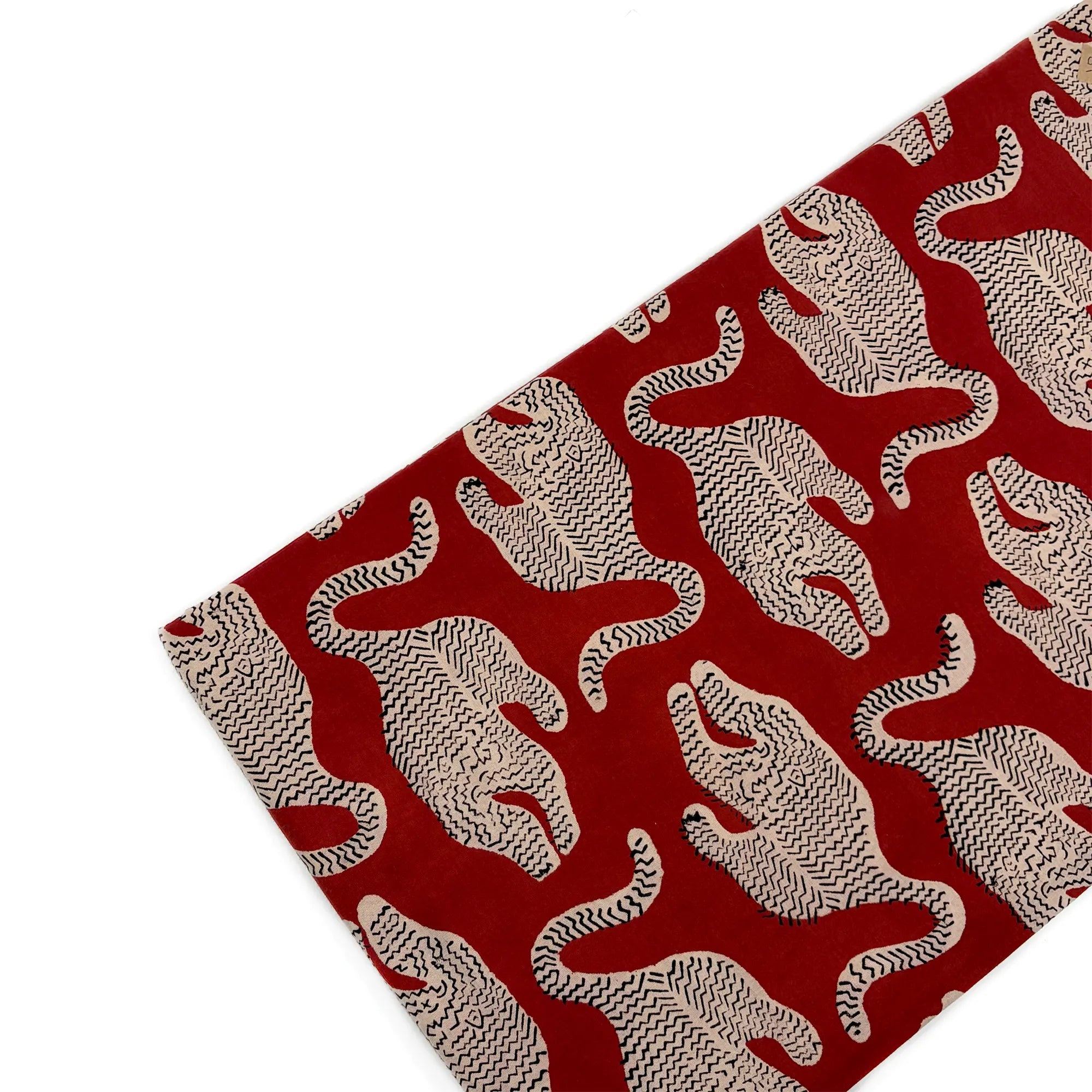 Rust Tiger Buta Bagru Hand Block Printed Cotton Fabric
