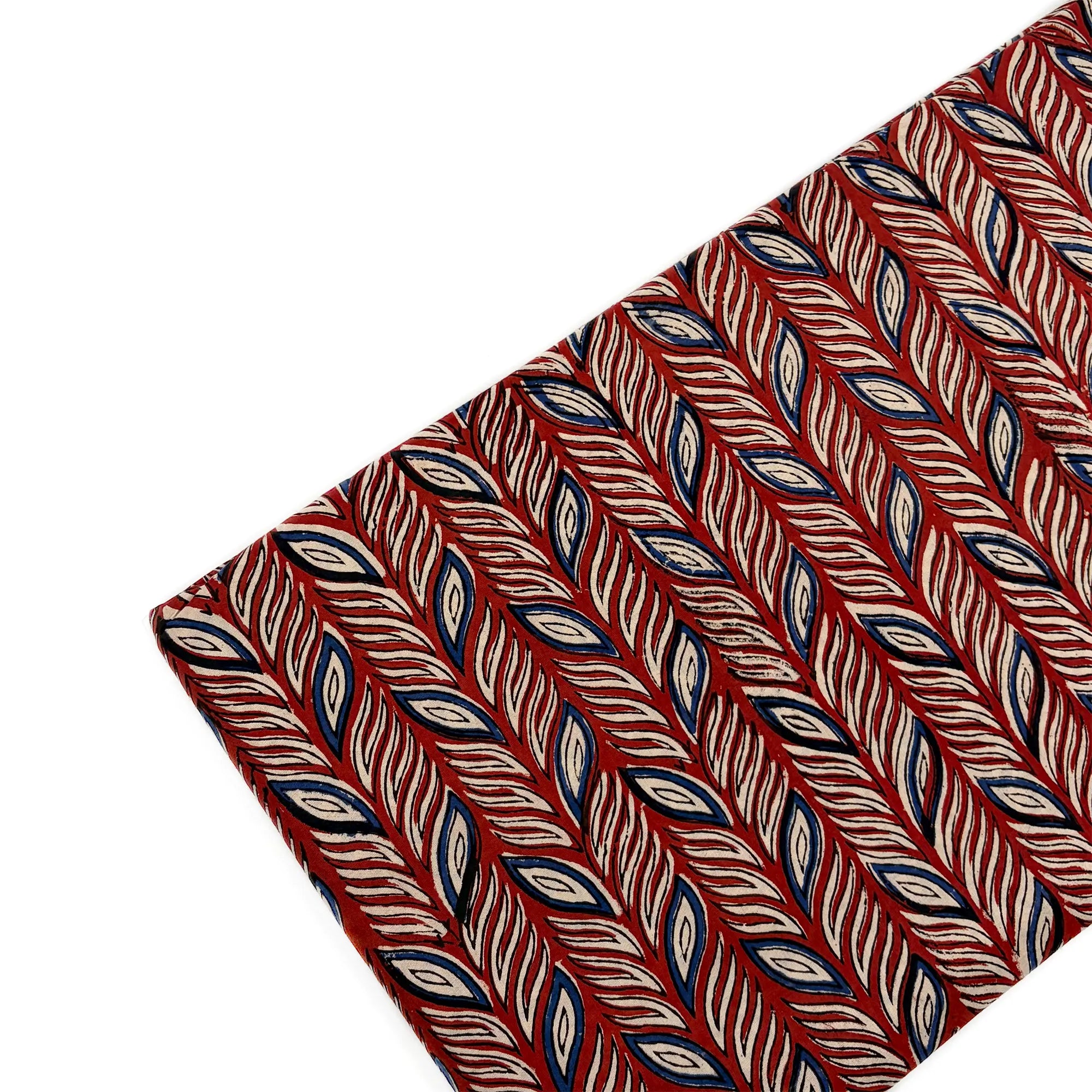 Rust Tribal Leaf Bagru Hand Block Printed Cotton Fabric