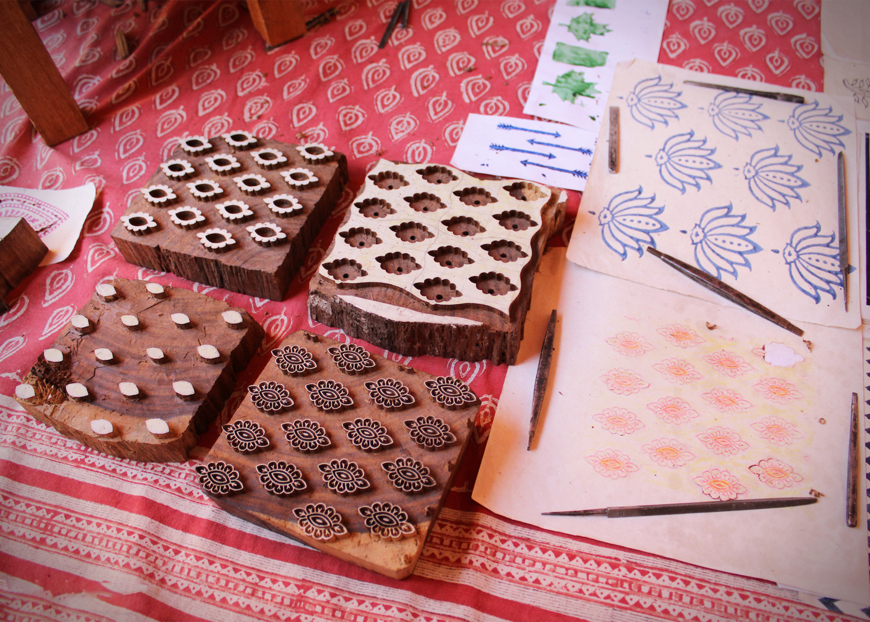 Multiple blocks are kept ready for layered printing.