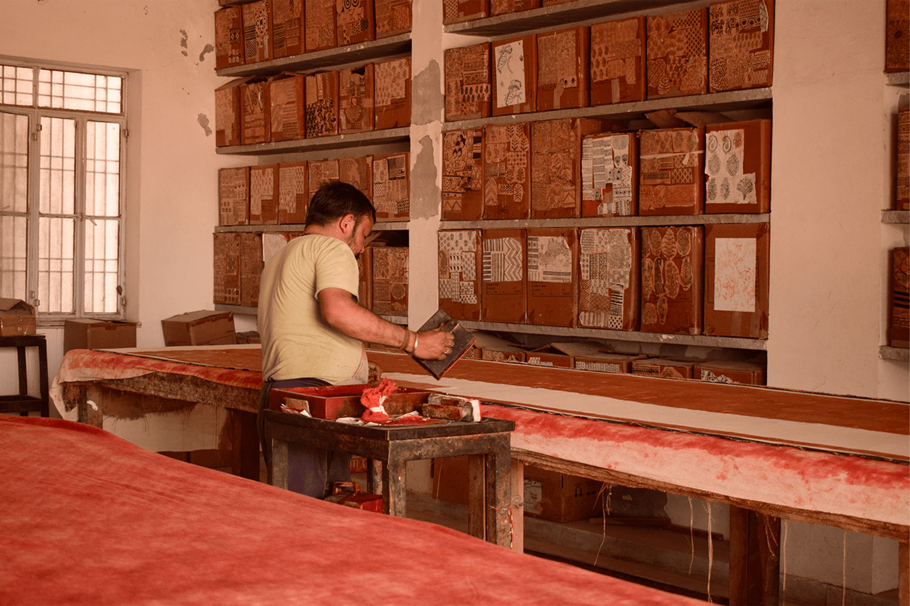 Clay, gum, lime, and wheat chaff are mixed into the Dabu resist paste.