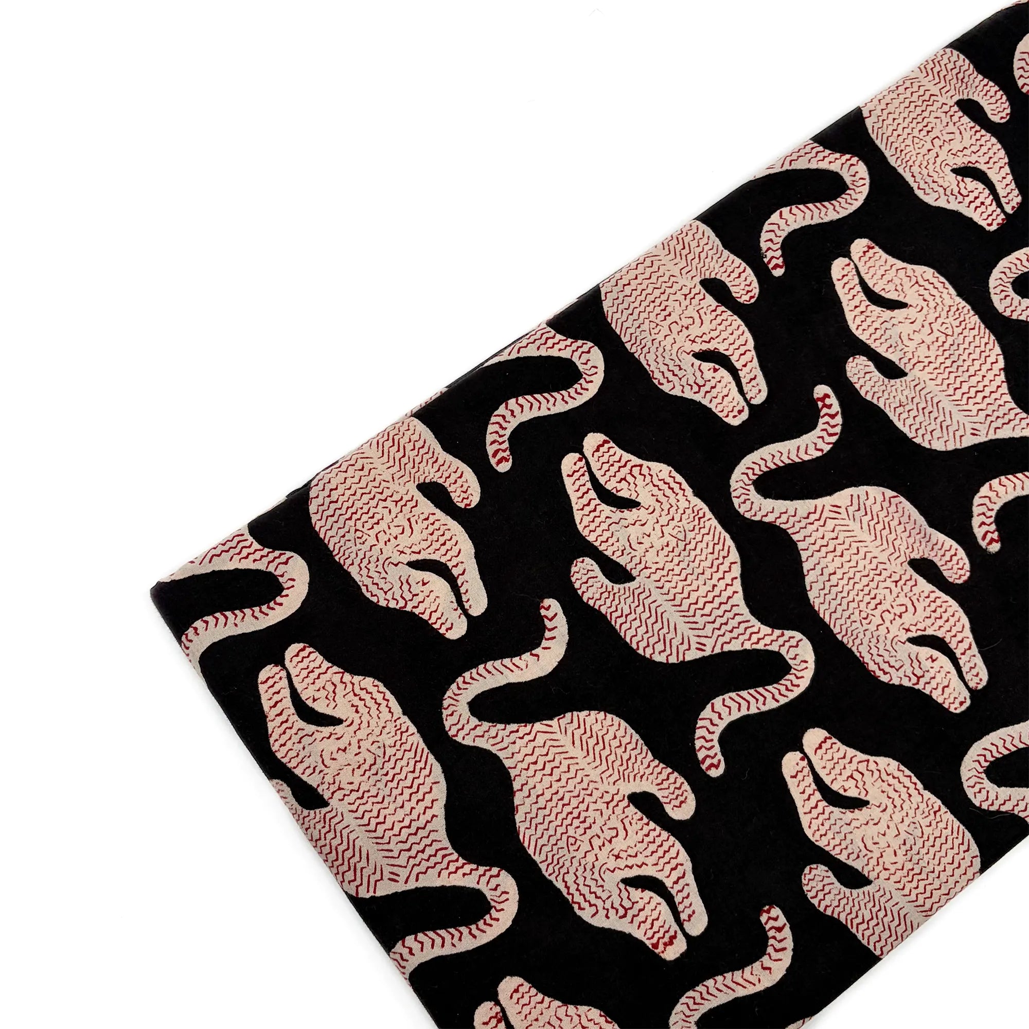 Black Tiger Buta Bagru Hand Block Printed Cotton Fabric