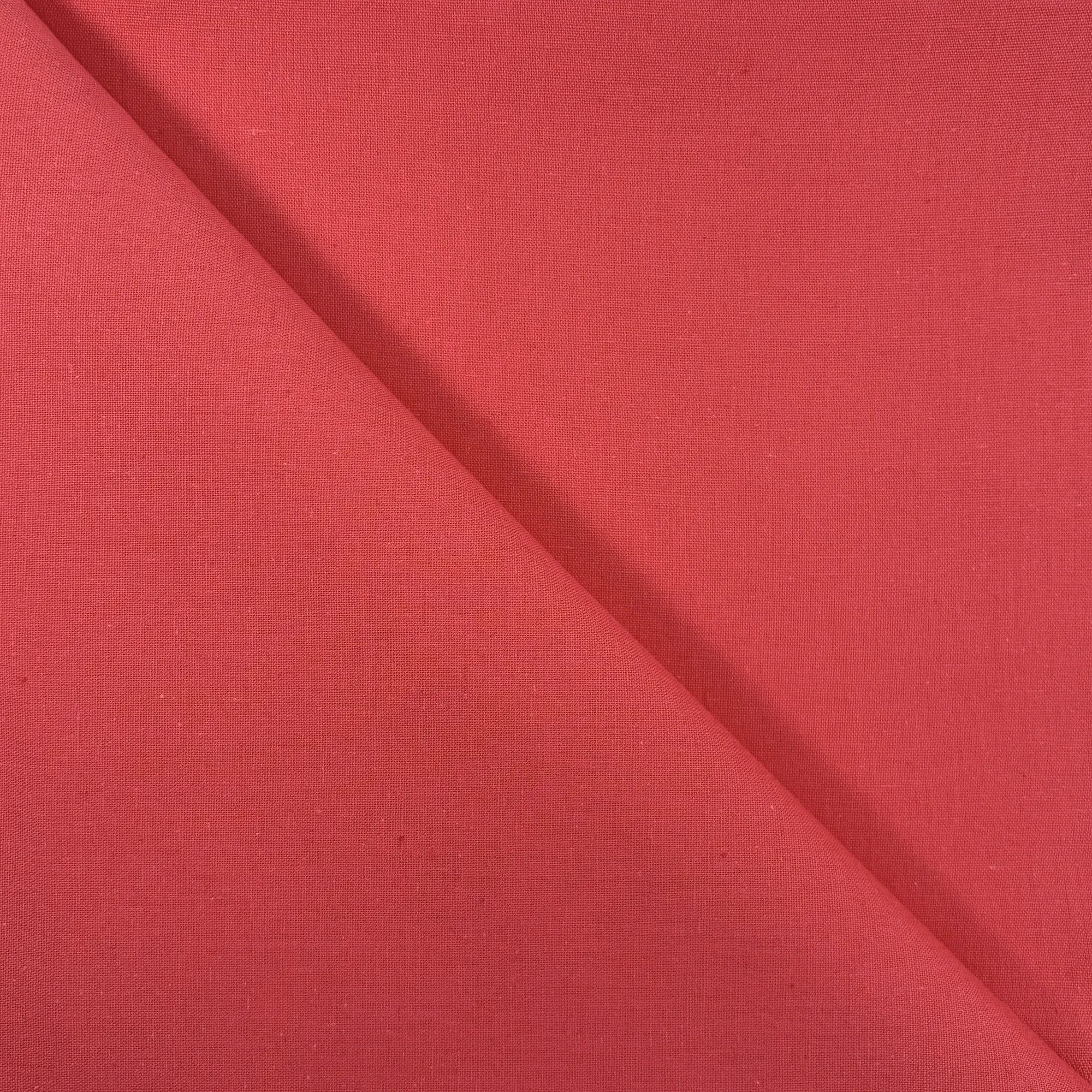 Coral Reddish Pink Cotton Linen Fabric