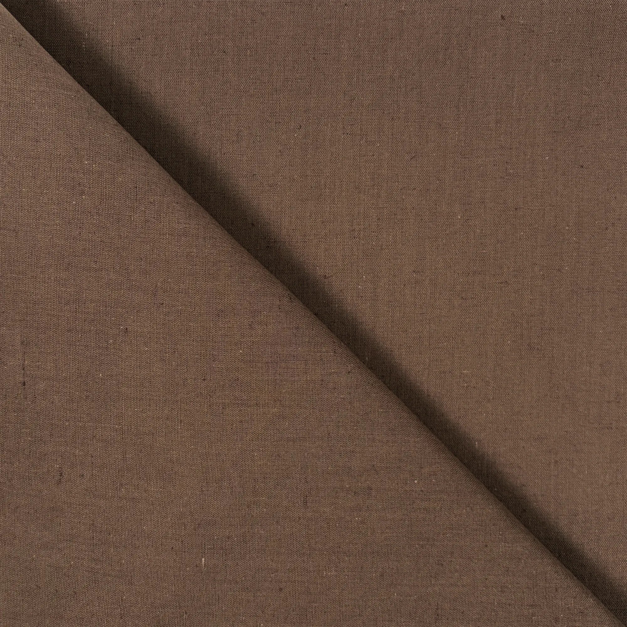 Dark Oak Brown Cotton Linen Fabric