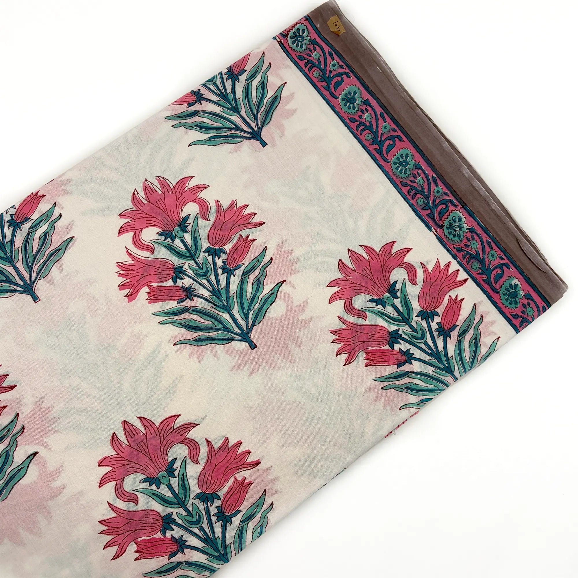 Pink Floral Buta Rapid Hand Block Printed Cotton Fabric