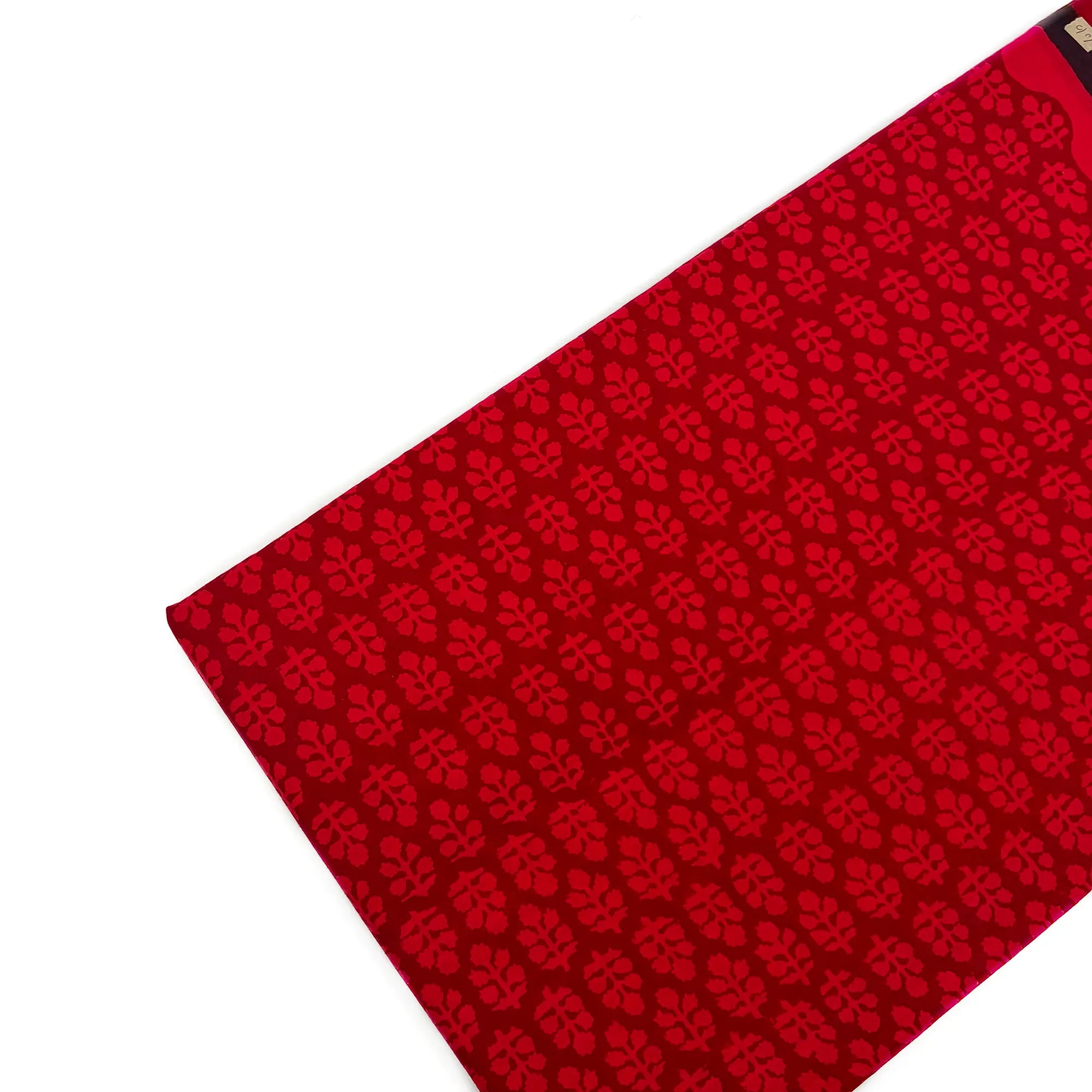 Red Clover Buti Hand Block Printed Cotton Fabric