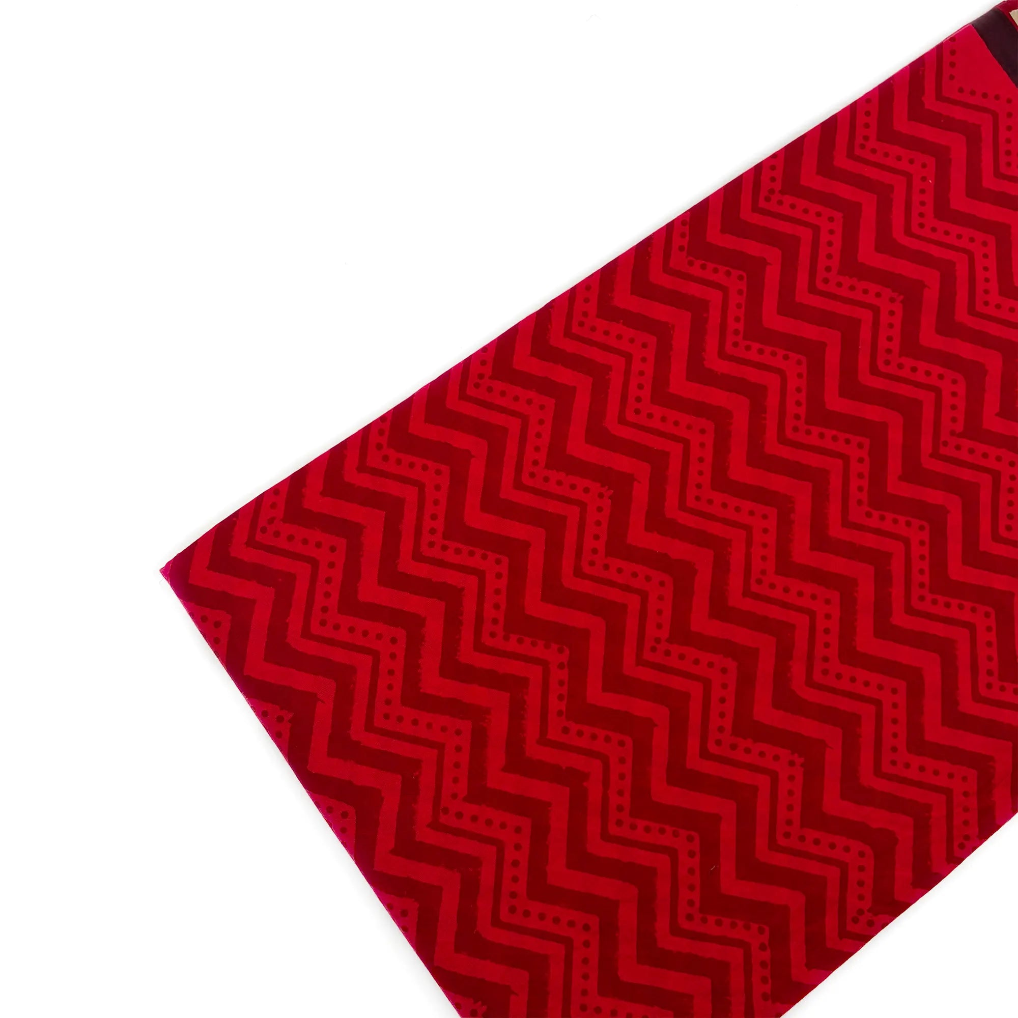 Red Stripes Hand Block Printed Cotton Fabric