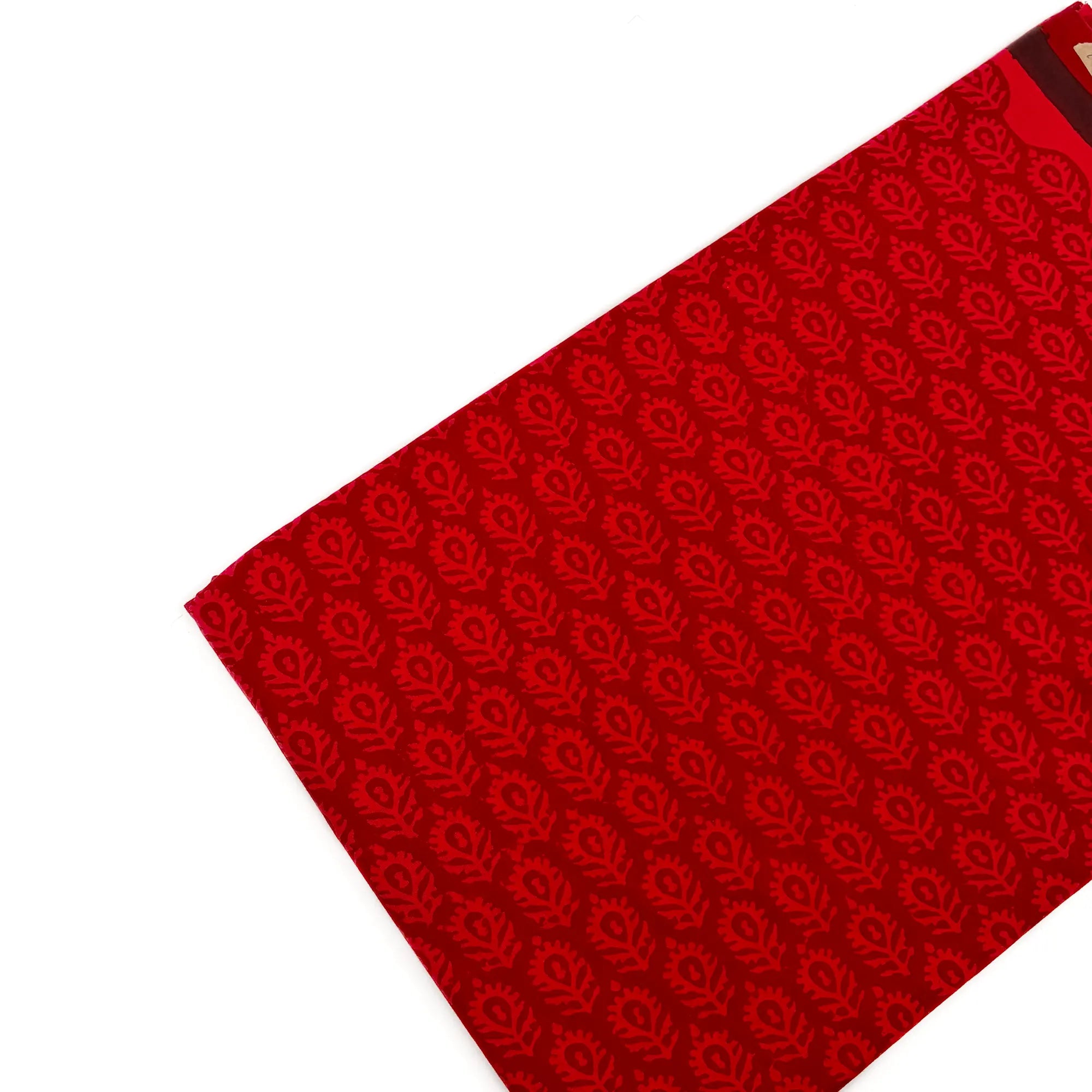 Red Tonal Buti Hand Block Printed Cotton Fabric