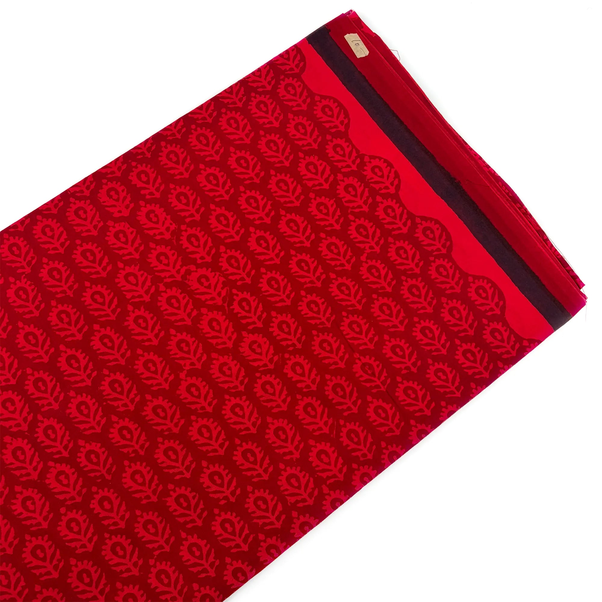 Red Tonal Buti Hand Block Printed Cotton Fabric