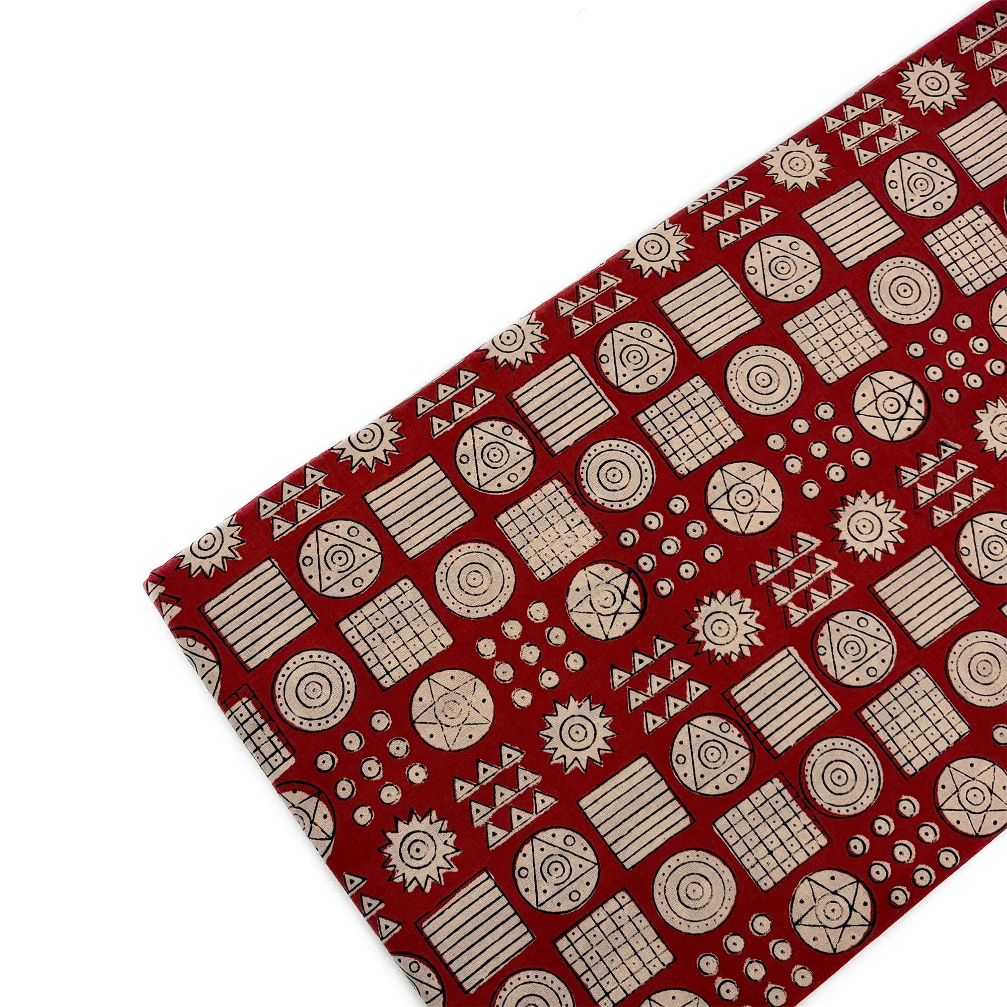 Rust Geometric Mandala Bagru Hand Block Printed Cotton Fabric