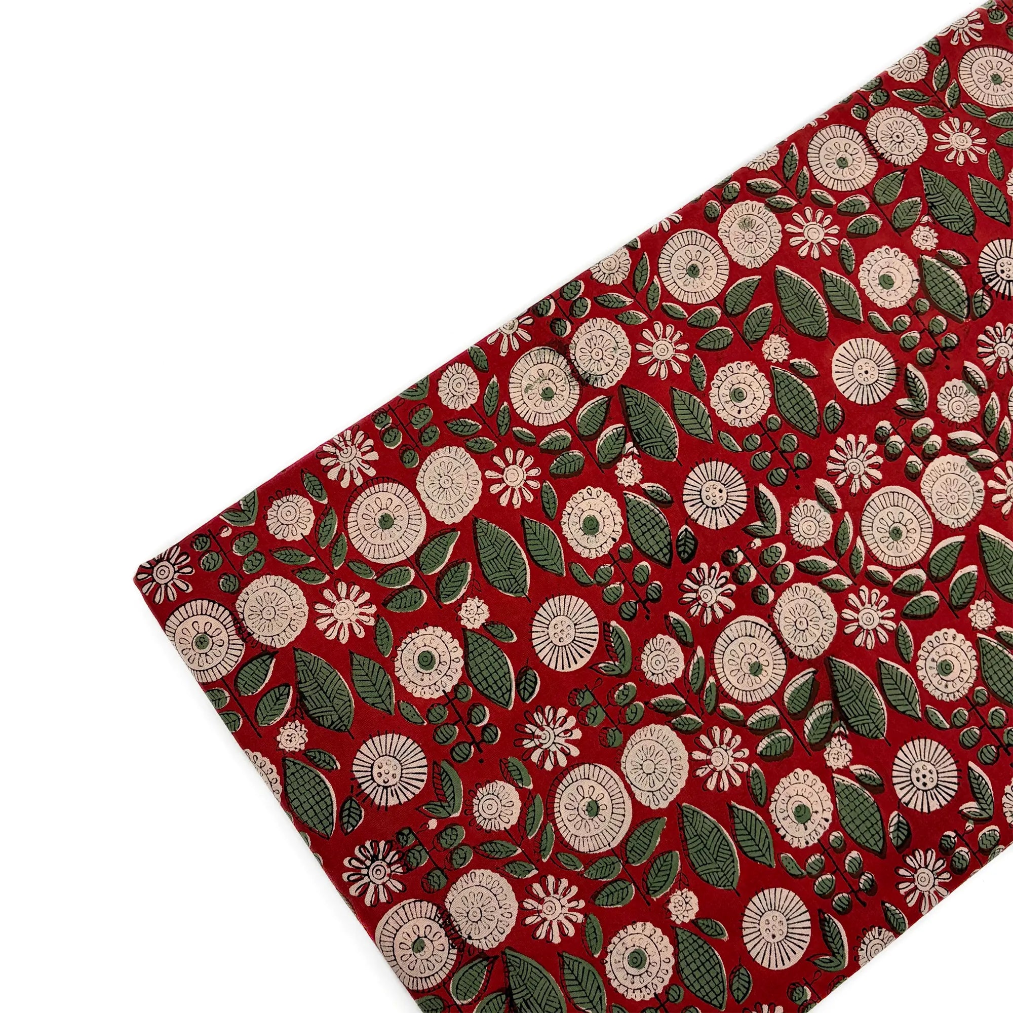 Rust Sunflower Bagru Hand Block Printed Cotton Fabric