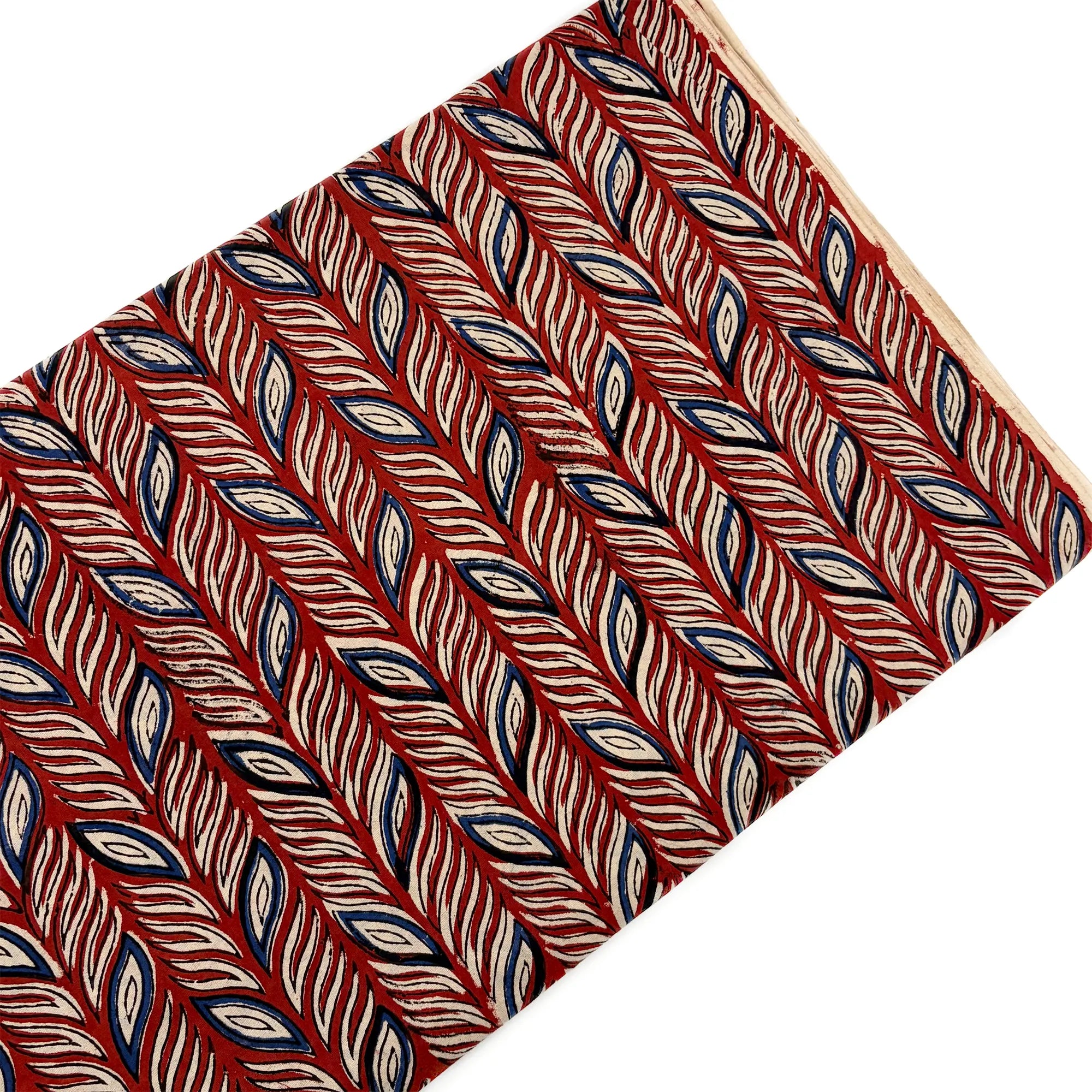 Rust Tribal Leaf Bagru Hand Block Printed Cotton Fabric