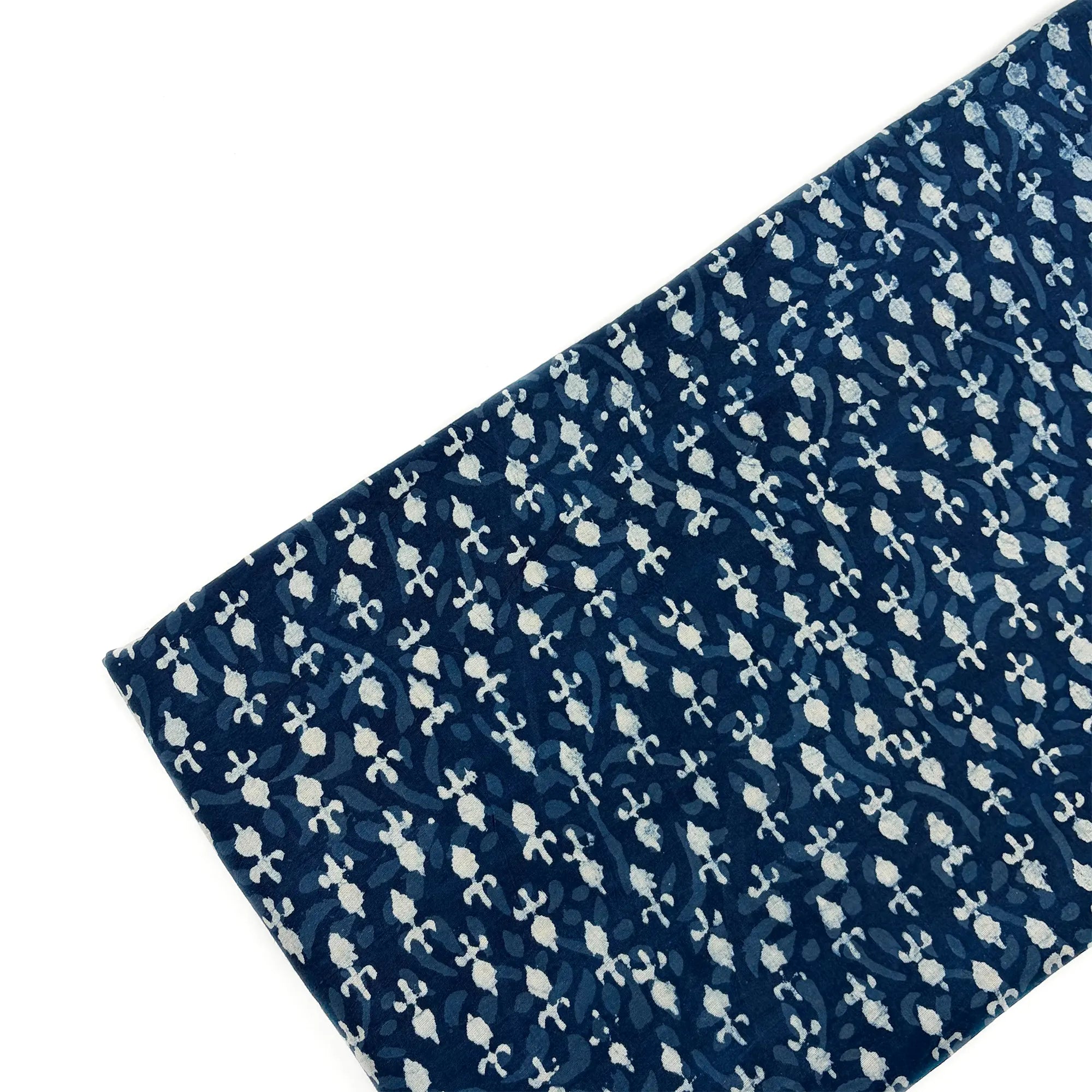 White Indigo Sap Buti Hand Block Printed Cotton Fabric